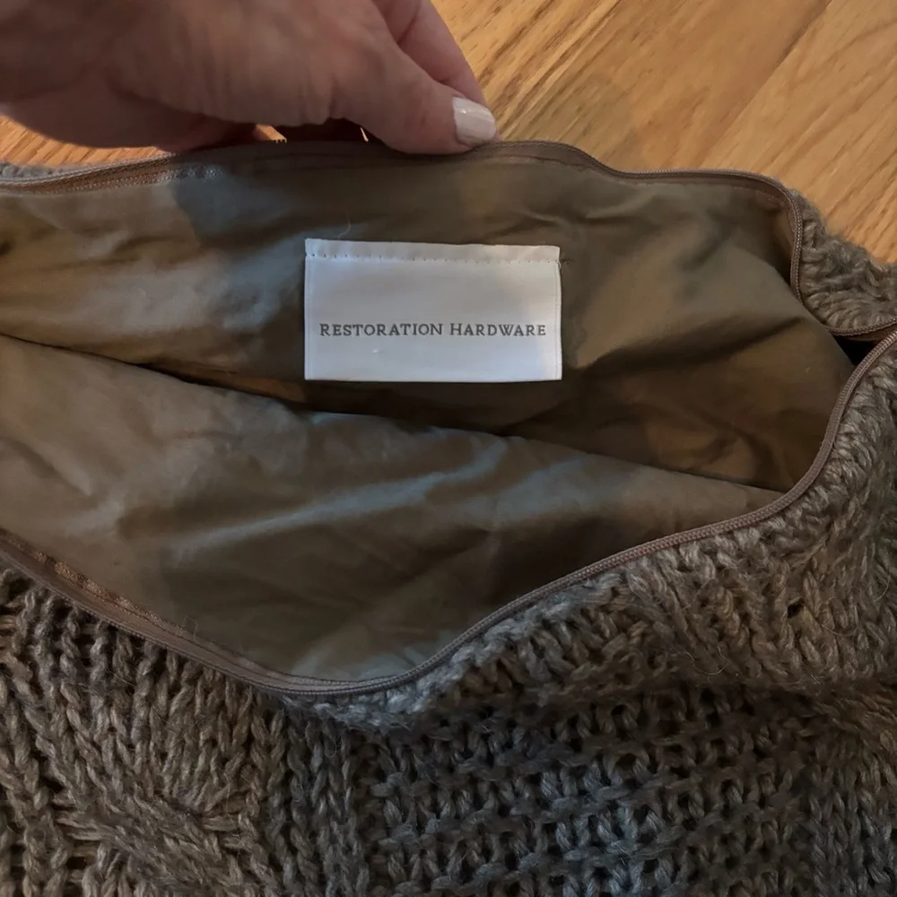 Restoration Hardware Grey Cable Knit Wool & Alpaca Pillow Cover